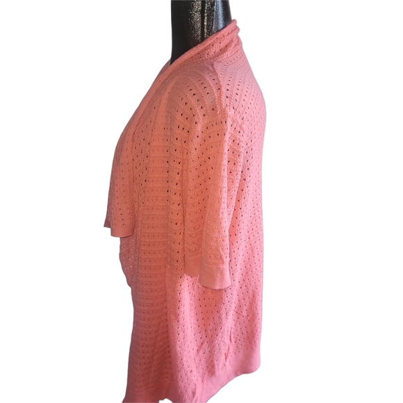 Faded Glory Pink Knit Open-Front Short Sleeve Waterfall Cardigan 1X - Picture 4 of 6